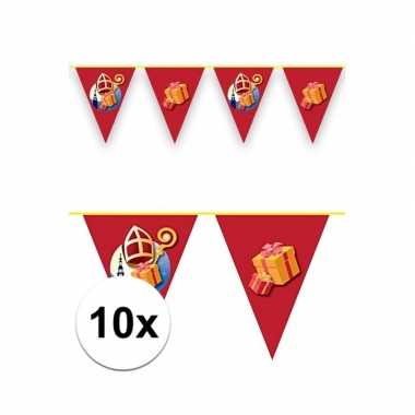 10x sint en piet vlaggenlijnen voor binnen en buiten