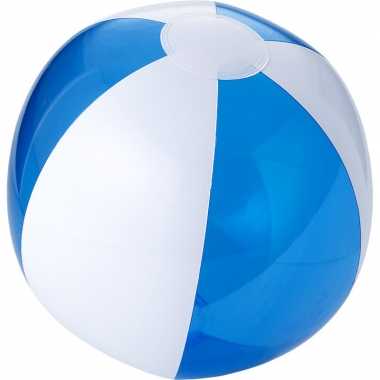 1x opblaasbare ballen blauw/wit 30 cm buitenspeelgoed