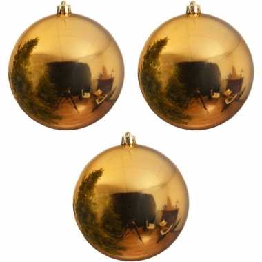 3x grote gouden kerstballen van 14 cm glans van kunststof