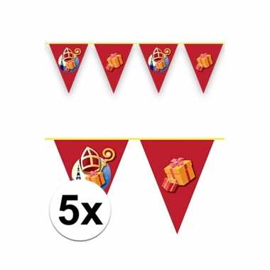 5x sint en piet vlaggenlijnen voor binnen en buiten