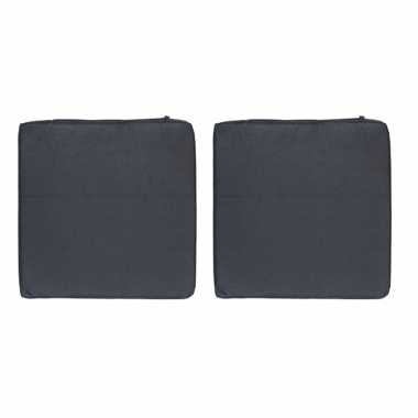 6x stoelkussens voor binnen en buiten in de kleur zwart 40 x 40 cm