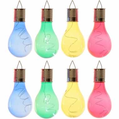 8x solarlamp lampbolletjes/peertjes op zonne-energie 14 cm blauw/groen/geel/rood