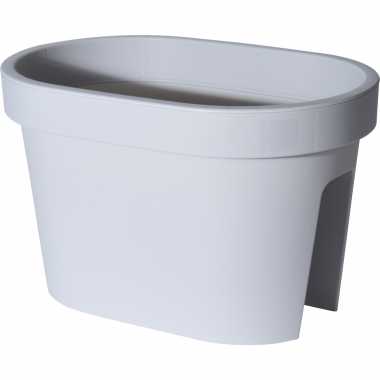 Balkon plantenpot/bloempot lichtgrijs 40 x 25 cm ovaal van kunststof