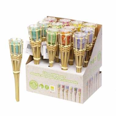 Set van 4x stuks bamboe fakkels met geurkaars citronella