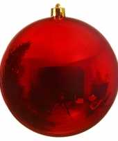 1x grote kerst rode kerstballen van 14 cm glans van kunststof