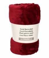 2x donker wijn rode fleece plaids dekentjes 150 x 200 cm