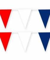 2x feestartikelen kroatie thema stoffen slingertje rood wit blauw 10 m