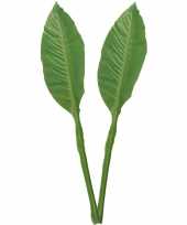 2x musa bananenplant kunstblad kunsttak groen 74 cm