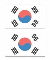 2x stuks landen vlaggen zuid korealanden thema vlaggen zuid korea 90 x 150 cm feestversiering