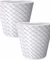2x stuks matuba rotan bloempotten plantenpotten wit 19 liter