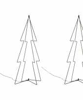 2x stuks verlichte figuren 3d kerstbomen lichtbomen 72 cm voor buiten