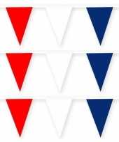 3x feestartikelen kroatie thema stoffen slingertje rood wit blauw 10 m