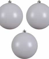 3x grote winter witte kerstballen van 20 cm mat van kunststof