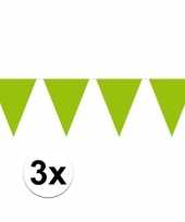 3x lime groene mini vlaggenlijn feestversiering