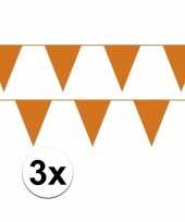 3x oranje vlaggenlijnen van plastic