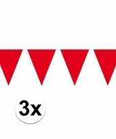 3x rood mini vlaggenlijn feestversiering