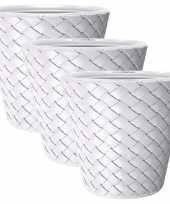 3x stuks matuba rotan bloempotten plantenpotten wit 19 liter