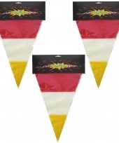 3x stuks plastic vlaggenlijn rood wit geel carnaval 10 meters