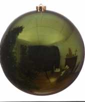 5x grote donkergroene kerstballen van 14 cm glans van kunststof