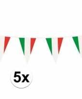5x italiaanse plastic vlaggetjes slinger 10 meter