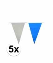 5x lichtblauw witte vlaggetjes