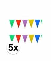 5x stuks gekleurde plastic vlaggetjes 10 meter