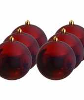6x grote donker rode kerstballen van 14 cm glans van kunststof