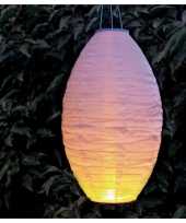 6x stuks luxe solar lampion lampionnen wit met realistisch vlameffect 30 x 50 cm