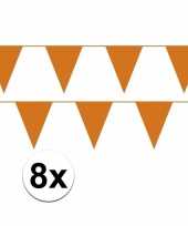8x oranje vlaggenlijnen van plastic