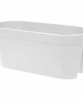 Balkon plantenbak bloembak wit 60 x 25 cm ovaal van kunststof