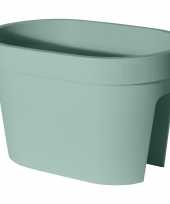 Balkon plantenpot bloempot mint groen 40 x 25 cm ovaal van kunststof