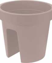 Balkon plantenpot bloempot taupe 28 x 25 cm van kunststof