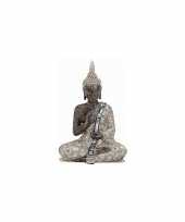 Decoratie boeddha beeld zilver bruin 27 cm