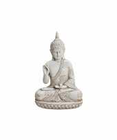 Decoratie boeddha beeldje wit 24 cm