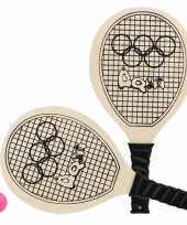 Houtkleurige beachball set met tennisracketprint buitenspeelgoed