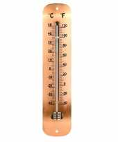 Rvs buiten thermometer koperkleurig 30 cm