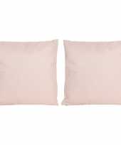 Set van 2x stuks bank sier kussens voor binnen en buiten in de kleur lichtroze 45 x 45 cm tuinkussen