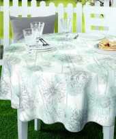 Wit mintgroen tuin tafellaken voor buiten paardenbloem pluizenbollen print 160 cm pvc kunststof